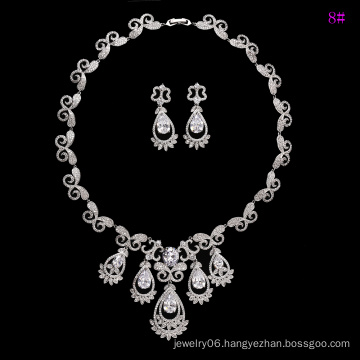 Fashion Luxury Rhodium CZ Diamond Jewelry Set for Wedding (set-19)